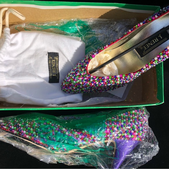 Vintage J. Renée hand-beaded pumps sz 8.5M w/matching bag 1988 NIB - Picture 2 of 16